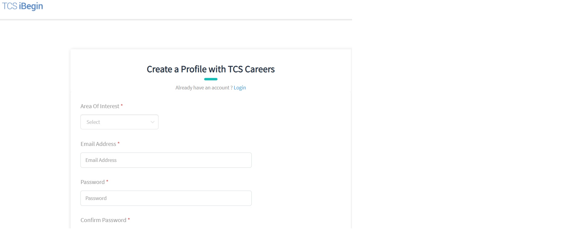 create profile on TCS website